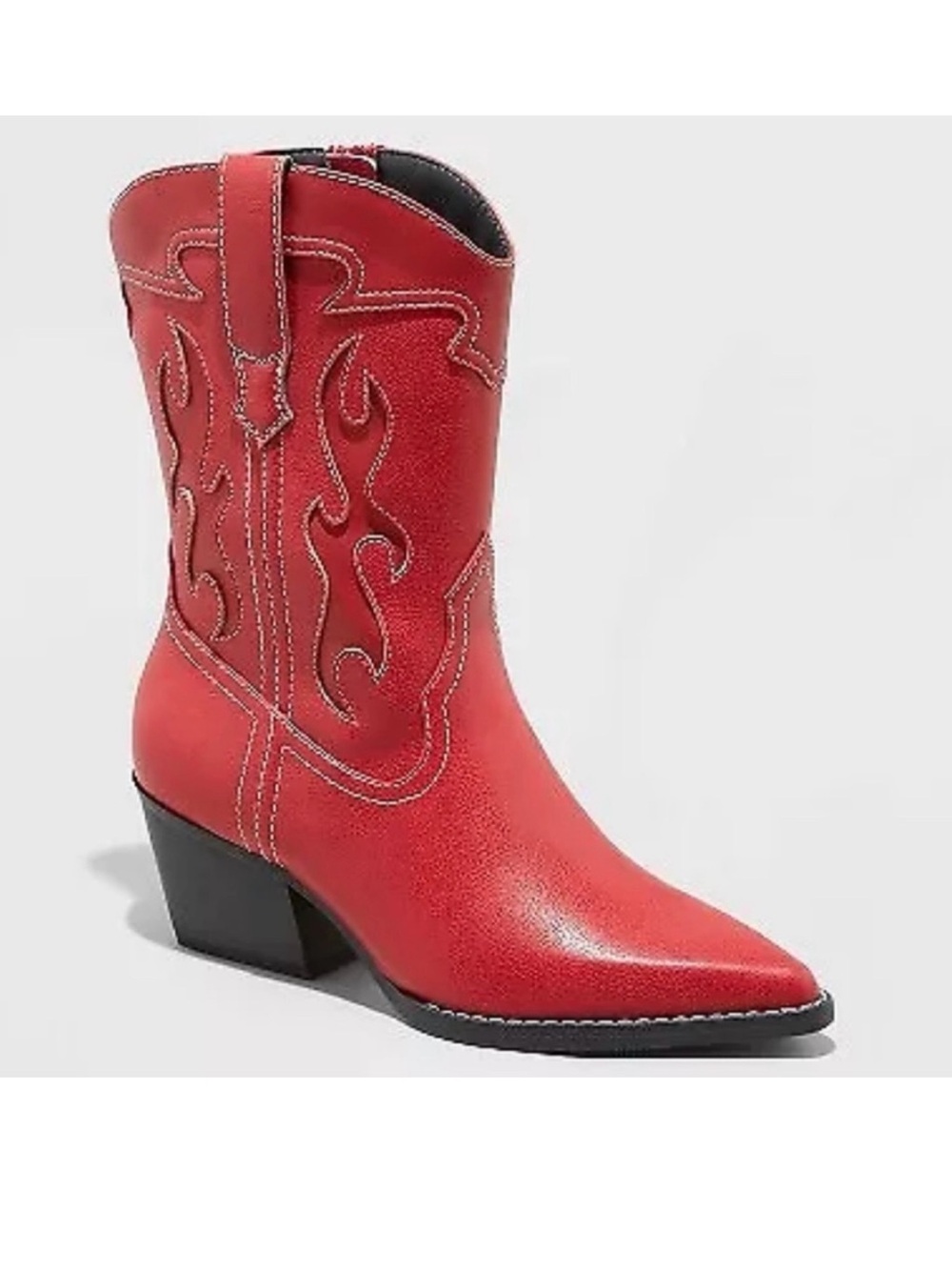wild fable Red Western-Inspired Pointed Toe Boot with Block Heel